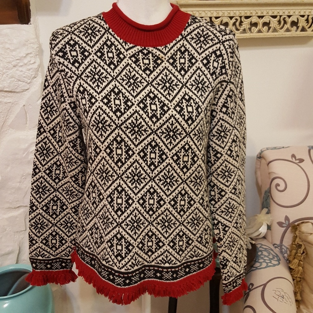 TALBOTS BLACK & WHITE SWEATER SIZE PL